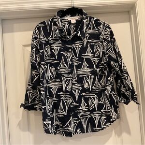 Allison Daley Sailboat Print Blouse